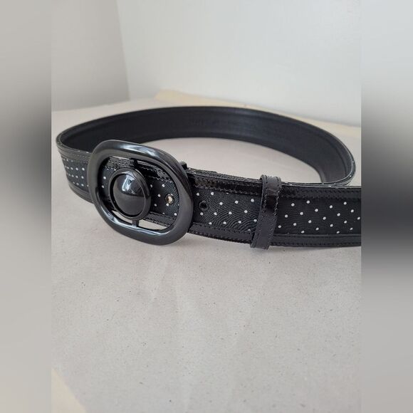 Emporio Armani Accessories - Emporio Armani Black Polka Dot Belt Leather Size 42 Women Designer Office Career